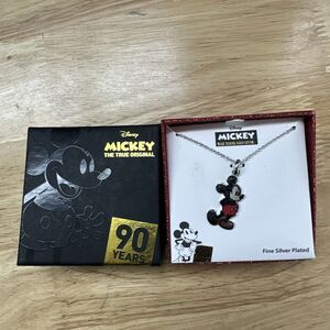 Mickey Mouse Silver Plated Pendant 18" Necklace 90 Years of Magic New in Box